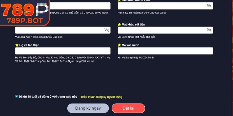 Đăng Ký 789p 1 Các điều kiện đăng ký 789P đảm bảo minh bạch hệ thống