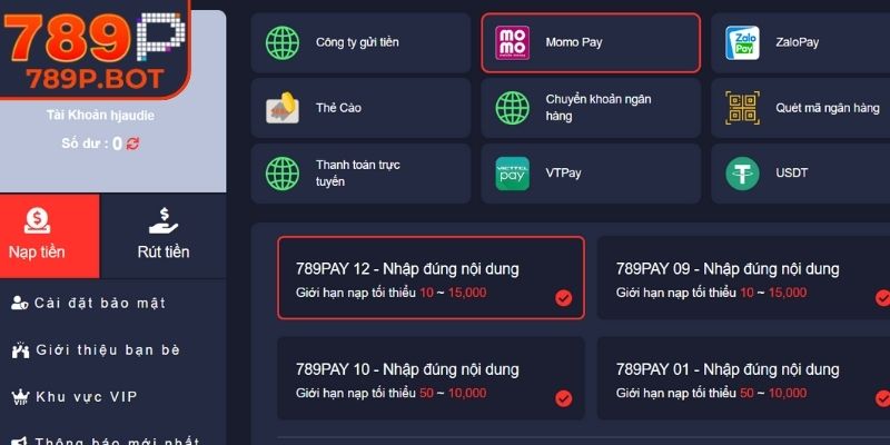 Điều kiện rõ ràng giúp hội viên nạp rút tiền thuận lợi